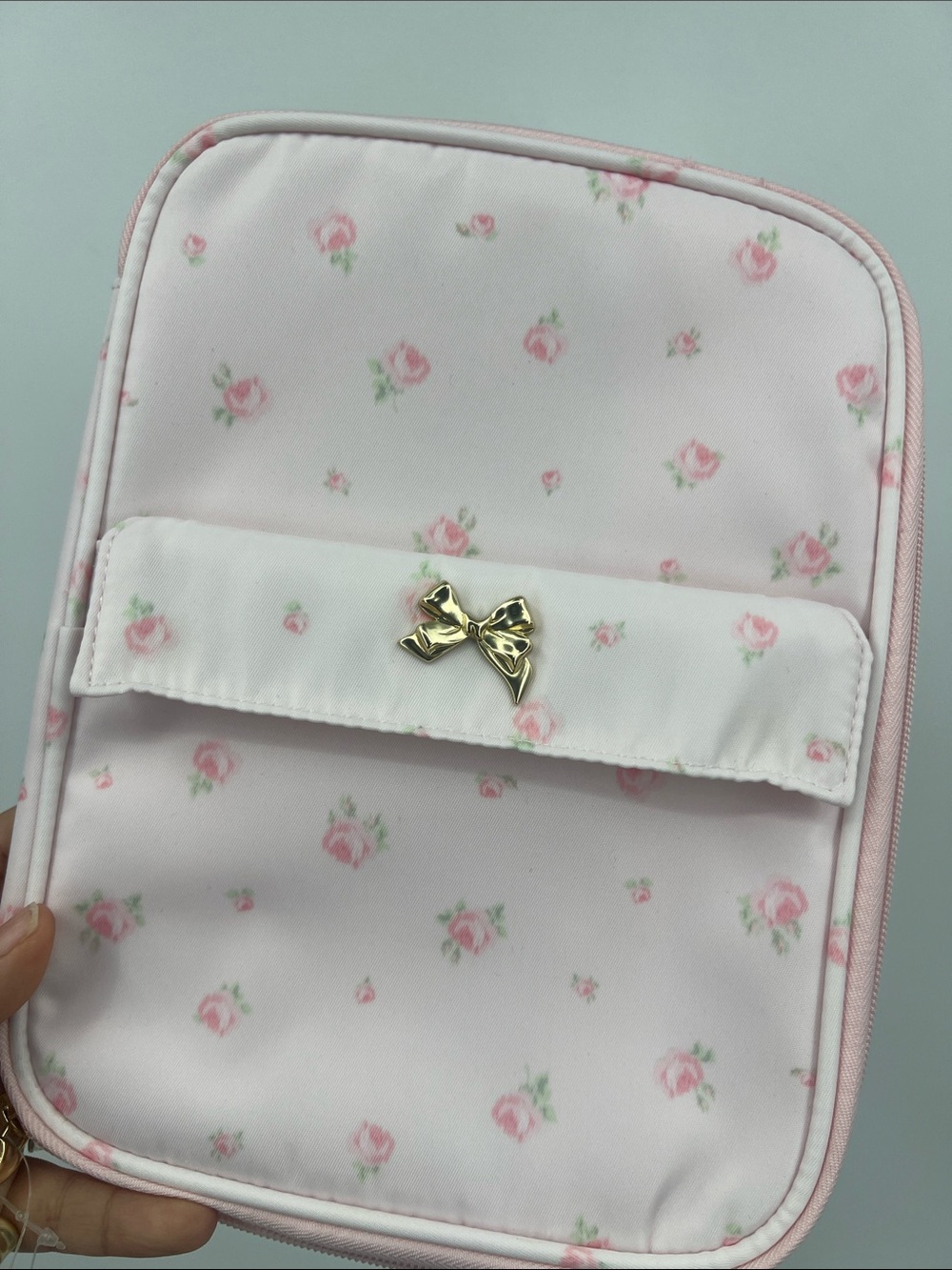 LoveShackFancy Pink Floral Kids Accessories Organizer with Gold Bow - Picture 5 of 6